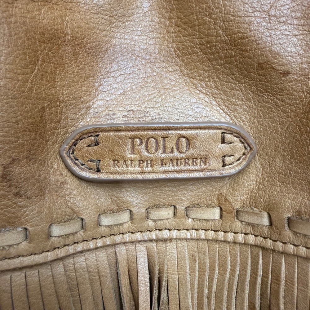 Vintage Rare Polo Ralph Lauren Leather Fringe Bucket Bag Purse Western Boho - Picture 2 of 12